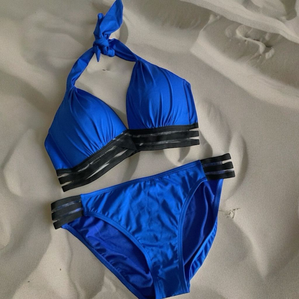 $10$ add on Kenneth Cole New York Blue Bikini Swimsuit L NWOT